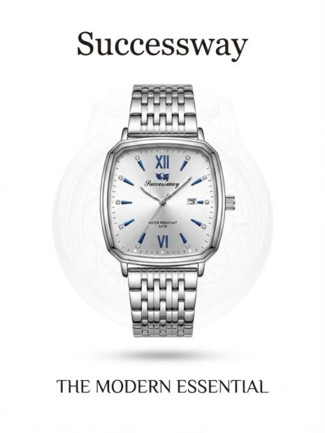 Successway "The Modern Essential" Silver Square Stainless Steel Watch