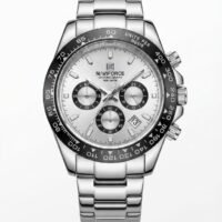 NAVIFORCE Silver Panda Chronograph Stainless Steel Men’s Watch